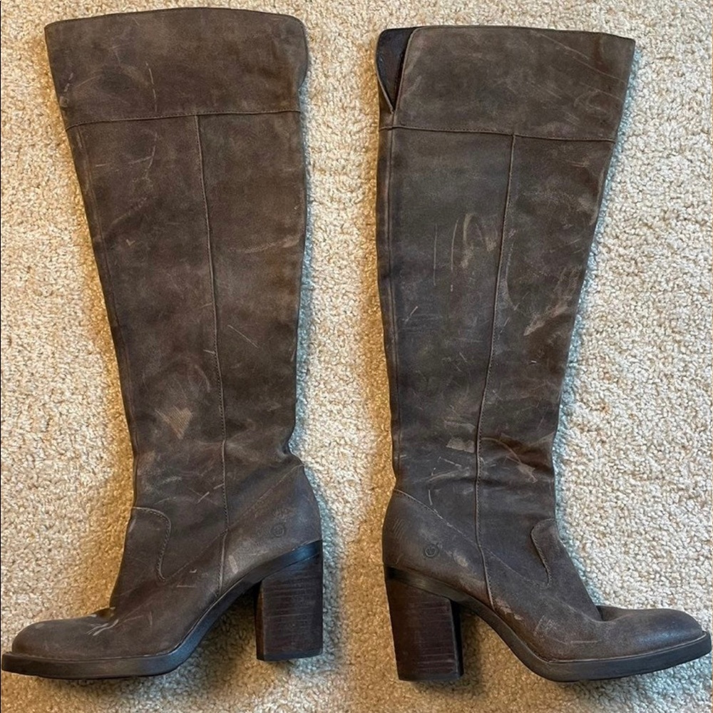 Børn Kathleen over the knee boots.  Distressed brown leather, size 8.5